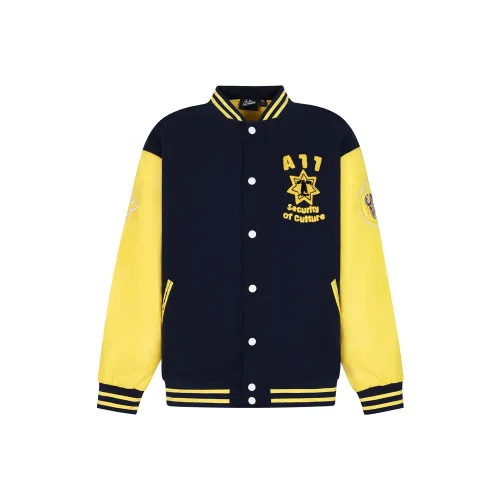 A11SLAVE Бейсбольная куртка Унисекс Темно-синий Желтый