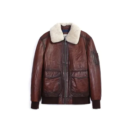 MCS кожаная куртка мужская цвет кофе