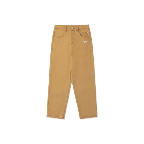 MEDRIA Умеренный Повседневные Брюки Унисекс Мужской Имбирно-Желтый