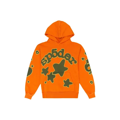 Sp5der Orange Men's Hoodies