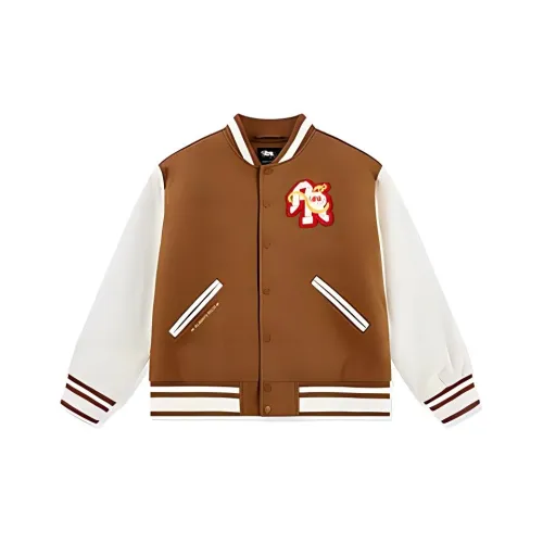 QIAODAN Sports Life Collection Бейсбольная куртка Мужская Sudan Коричневый Кремовый Белый