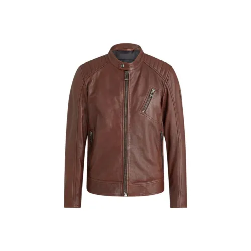 Belstaff Мужские кожаные куртки темно-коричневого цвета