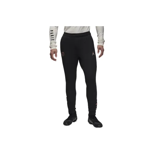 Jordan Paris Saint Germain FW24 Dri Fit ADV Вязаные Тренировочные Штаны Мужские Черный Ржаво-Розовый Металлический Красный