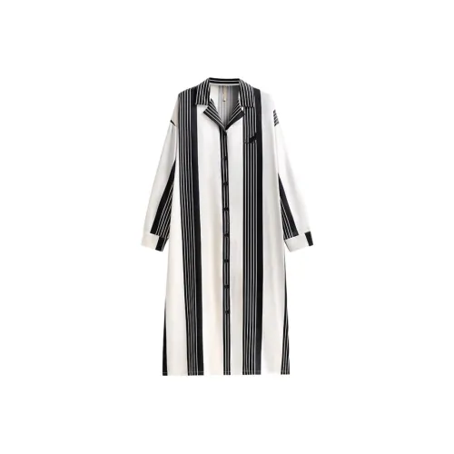 JIALEFEN Ночная сорочка Женская Черно-белая с цветочным узором