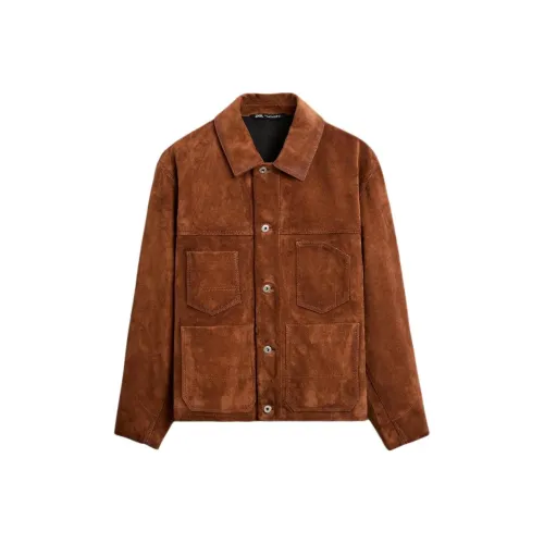 ZARA Кирпично-красный Мужские Кожаные Куртки