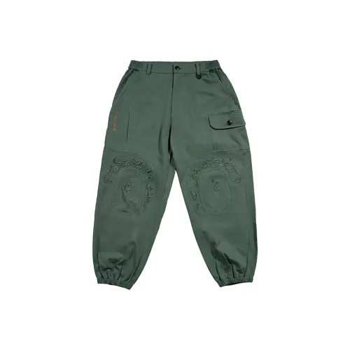WOOKONG Весенние и Осенние Повседневные Брюки Унисекс Зеленые