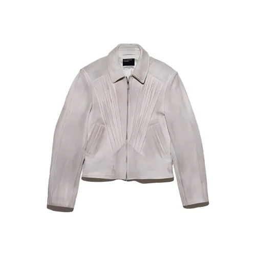 ENFANTS RICHES DEPRIMES SS25 Кожаная куртка мужская белого цвета