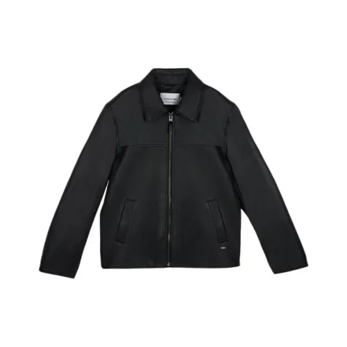 COACH FW24 Кожа Куртка Мужская Черная