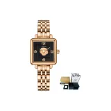 Стальной браслет, корпус из розового золота, черный циферблат