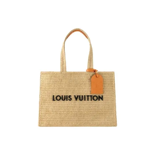 LOUIS VUITTON Шоппер Рафия Тоут Сумка Сумка для покупок Сумка на плечо Средняя Мужской Natural Коричневый