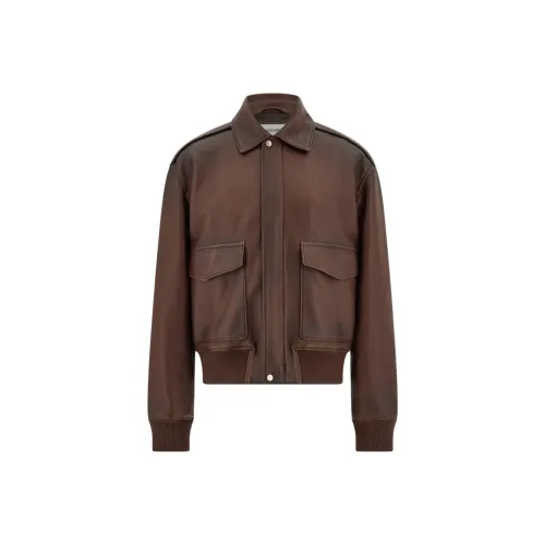 Ferragamo FW24 Кожа Куртка Мужская Какао-Коричневый