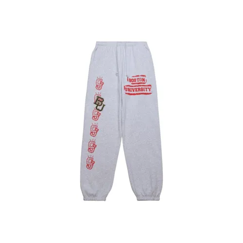 Travis Scott X Mitchell Ness Коллаборация SS24 Бостон Университетские Вязаные Тренировочные Штаны Унисекс Серый