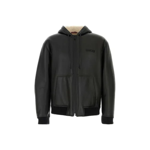 GUCCI FW24 Кожа Куртка Мужская Черная