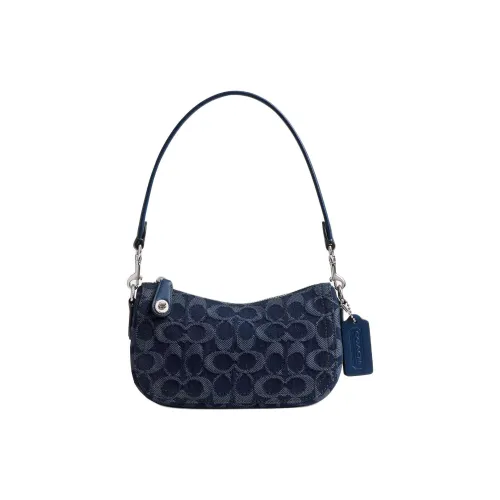 COACH Swinger ICONIC Деним Сумка Маленькая Женская Темно-синяя