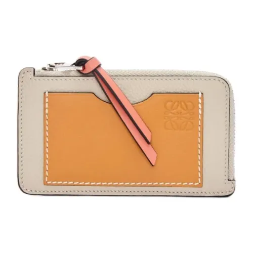 LOEWE Рельефная Телячья Кожа Держатель для Карт Женские Светлый Овсяный Медовый Коричневый