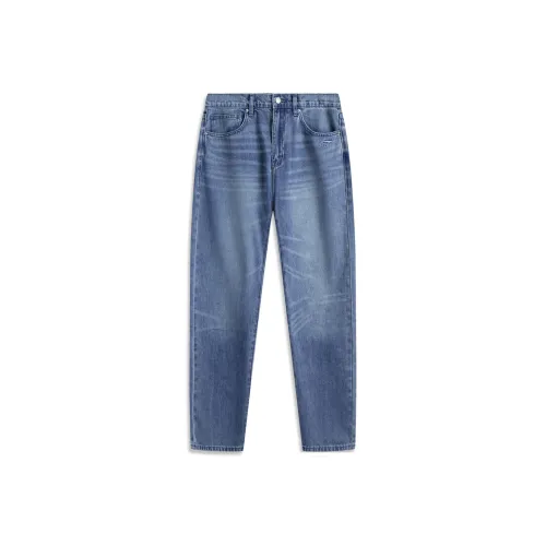 LINING Sports Trend Series Джинсы Унисекс Light Деним Синий