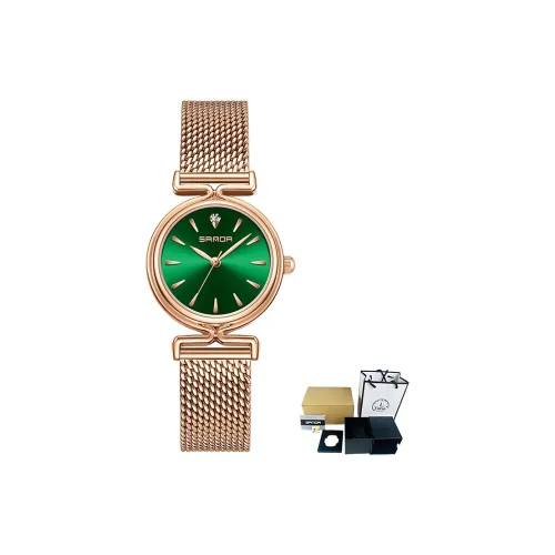 Sanda Кварцевый механизм нержавеющая сталь ремешок женские часы золотой циферблат