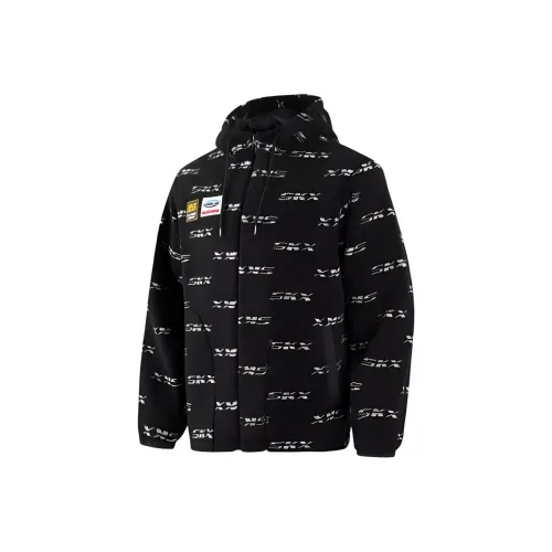 Skechers Skx Classic Alliance Series Куртка Мужская Черная Подкладочная ткань с Белым Текстом Полностью С принтом