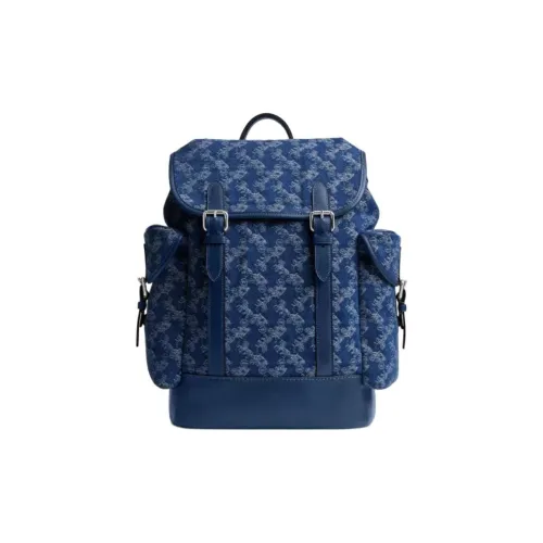 COACH Hitch Denim Backpack Large Men's Dark Blue COACH Hitch Деним Рюкзак Большой Мужской Темно-синий
