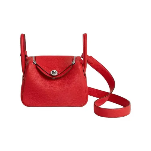 HERMES Lindy CLÉMENCE Сумка из коровьей кожи на одно плечо Мини Женская Красная