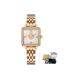 Браслет из стали, розовое золото, полоса, белый циферблат