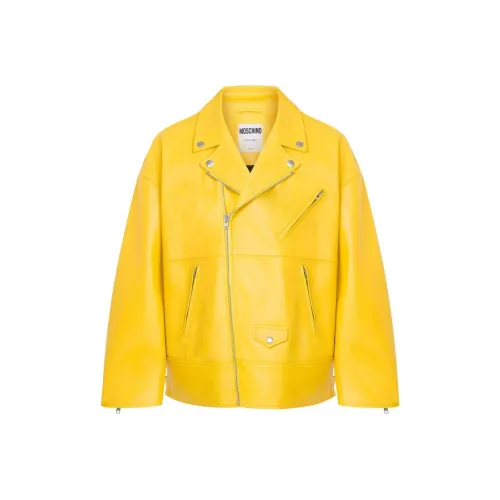 MOSCHINO Кожа Куртка Мужская Canary Yellow