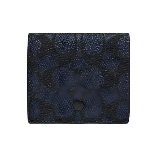 COACH Кошелек для монет Origami с покрытием из холста мини мужской темно-синий