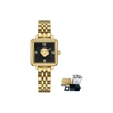 Стальной браслет, золотой браслет, черный циферблат