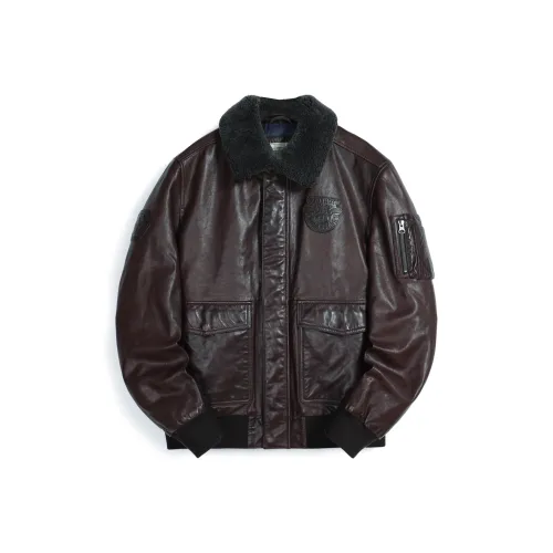 MCS Leather Jacket Men's Dark Coffee
