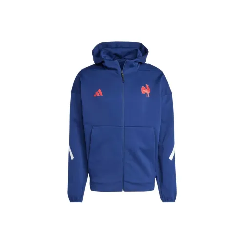 Adidas RUGBYZ.N.E. Collection FW24 Full Zip С капюшоном TRACK TOP Куртки Пальто Мужской Темно-синий