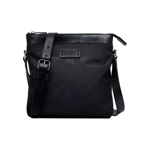 GUCCI Нейлоновая сумка с кожаными вставками курьерская сумка сумка через плечо маленькая мужская черная