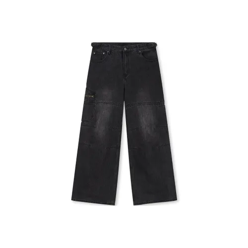 Безшовный крой, черные унисекс джинсы