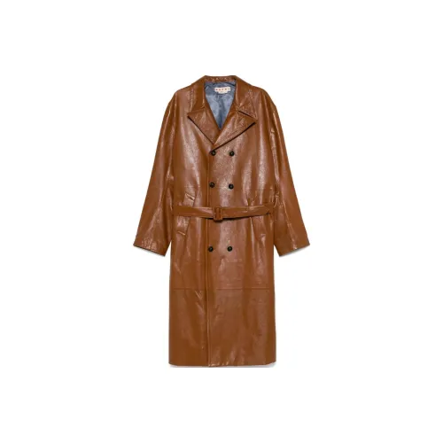 MARNI FW24 Кожа Куртка Мужская Коньячный Коричневый