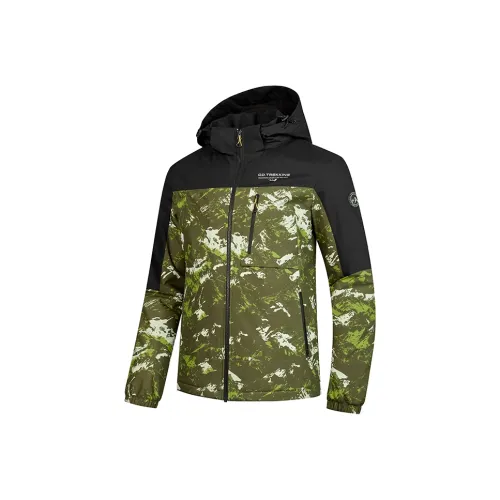 QIAODAN Хлопковый пуховик Мужской Бирюзовый с принтом Черный