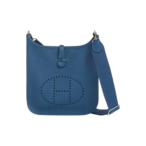 HERMES Evelyne Clemence Bullock Кожа Сумка через плечо Женская Синяя
