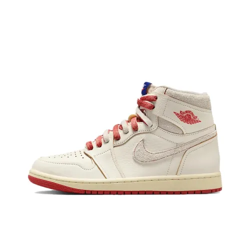 Jordan Air Jordan 1 Винтажные баскетбольные кроссовки High Топ Бежево-оранжевый Женские