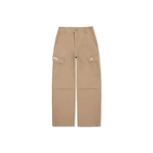 Mlb Base Logo New York Yankees Cargo Pants Unisex Dark Beige Млб Базовый Лого Нью-Йорк Янкиз Карго Брюки Унисекс Темный Бежевый