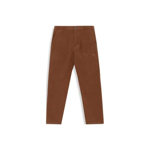 PUMA Golf P Логотип Эластичный Вельвет Повседневные брюки Мужские Красный Коричневый