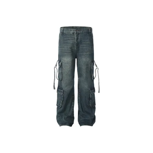 MT99 Винтажные синие унисекс джинсы