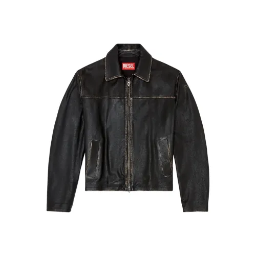 DIESEL FW24 Кожа Куртка Мужская Черная