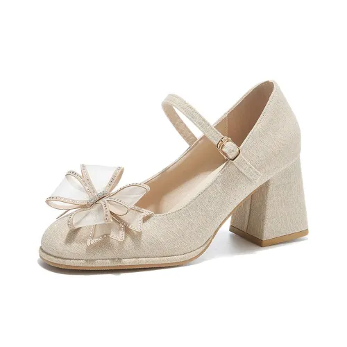 TAOLEI Грубый каблук Туфли Мэри Джейн Женские Шампанское