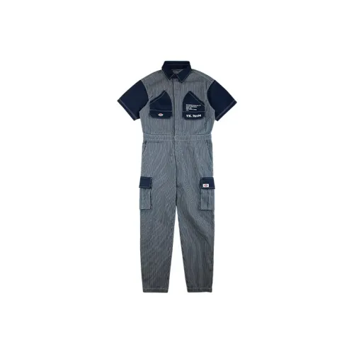 Dickies Синий Белый Вертикальные Полосы Мужской Комбинезон