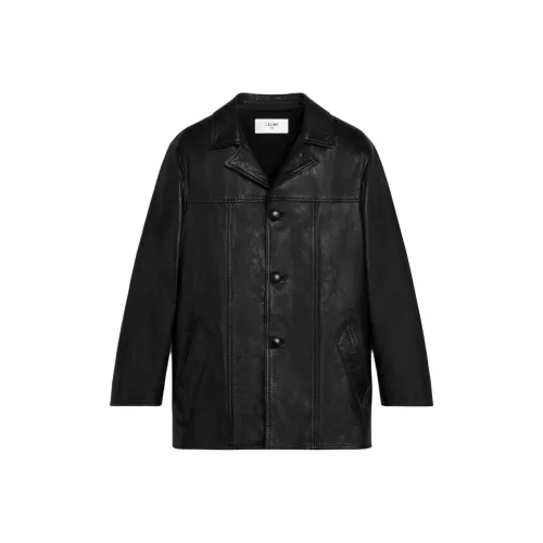 CELINE FW24 Кожа Куртка Мужская Черная