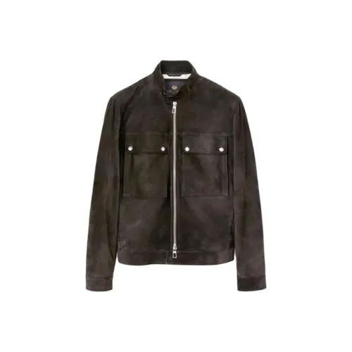 Loro Piana кожаная куртка мужская армейский зеленый