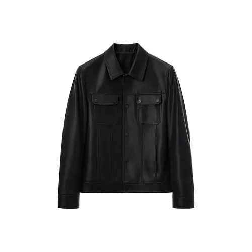 SINBOS Кожа Куртка Мужская Цвет сосновой сажи