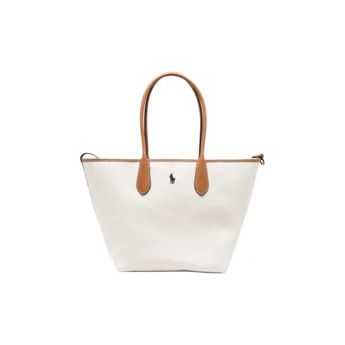 Polo Ralph Lauren Bellport Хлопок Кожа Вставка Сумка Средний Женский Бежевый