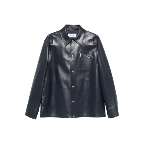 Ferragamo SS24 Кожаная Куртка Мужская Полуночный Синий