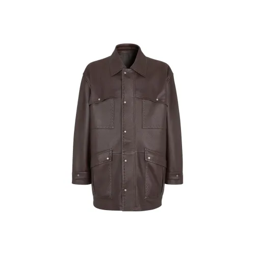 FENDI FW24 Кожа Куртка Мужская Коричневая