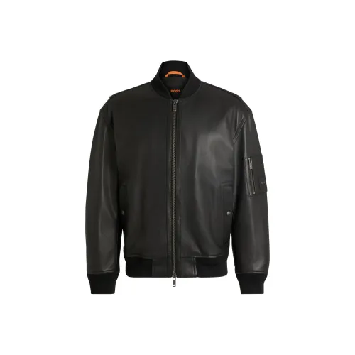 Hugo Boss Кожа Куртка Мужская Черная