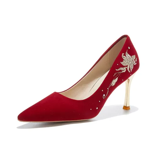 TAOLEI Узкий каблук высокий каблук 8 см женский красный